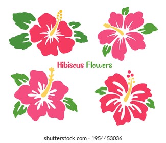 Pink hibiscus flower vector Isolated on white background