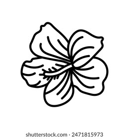 Pink Hibiscus Outline Icon, Vector illustration