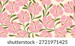 Pink Hibiscus pattern. Tropical botanical Seamless pattern. motif exotic hibiscus design.  Hawaii shirt, summer design. beautiful pink floral sweet, floral patterns. hibiscus flower. Pink fashion