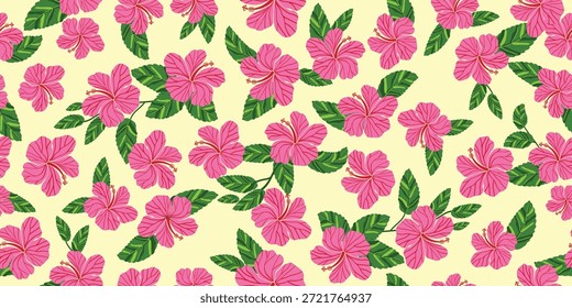 Patrón de hibisco rosa. Patrón sin fisuras botánico tropical. diseño exótico del hibisco del motivo.  Camisa de Hawái, diseño de verano. hermoso rosa floral dulce, patrones florales. flor de hibisco. Moda rosa