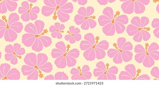 Patrón de hibisco rosa. Patrón sin fisuras botánico tropical. diseño exótico del hibisco del motivo.  Camisa de Hawái, diseño de verano. hermoso rosa floral dulce, patrones florales. flor de hibisco. Moda rosa