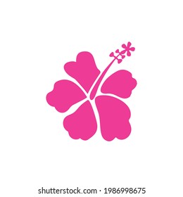 logo de un icono plano rosa de Hibiscus sencillo