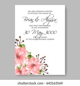 Pink Hibiscus Tropical Flower Wedding Invitation