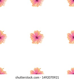 Pink Hibiscus. Vector illustration. Seamless background pattern. Floral botanical flower. Wild leaf wildflower isolated. Exotic tropical hawaiian jungle. Fabric wallpaper print texture.