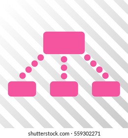 Pink Hierarchy toolbar pictogram. Vector pictogram style is a flat symbol on diagonal hatch transparent background.