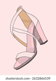 Pink high heel sandal vector illustration