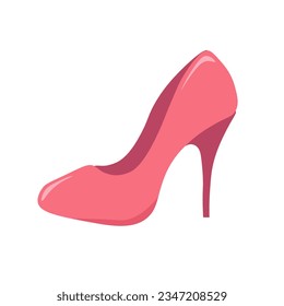 Pink high heel shoe isolated on white background