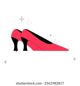 Pink High Heel Shoes In Flat Vector Illustration Symbolizing Elegance, Footwear, And Feminine Style, Isolated On White Background