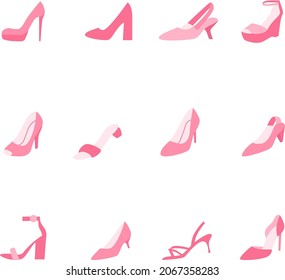Salto alto rosa, ilustração, vetor, em um fundo branco.