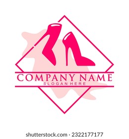 Logo del vector de ilustración de tacones altos rosados