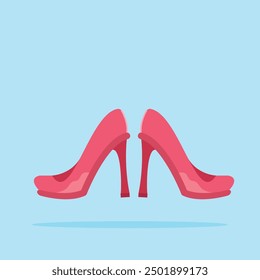 Tacones altos rosas. Ilustración de accesorios para el pie de las mujeres. Adecuado para carteles e iconos web