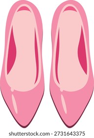 Ilustração em vetor de sapatos de salto alto rosa vista do ângulo superior. Calçados femininos elegantes em estilo de desenho animado plano isolado no fundo branco, adequado para moda e design de beleza