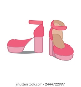 Pink high-heeled sandals on white background