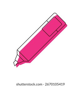 Pink highlighter marker with cap in outline style for emphasizing text and documents Vector illustration