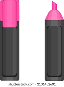 Marcador de resaltado rosa, ilustración, vector sobre un fondo blanco.