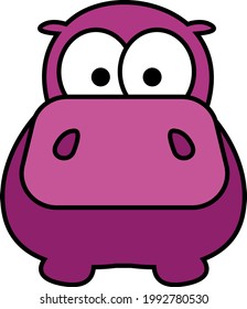 Pink hippo, illustration, on a white background.