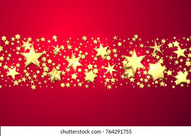 Pink holiday background with golden stars. Christmas decoration. Vector illustration.