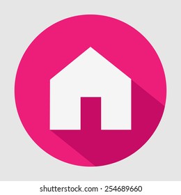 Pink home button and label great for any use. Vector EPS10.