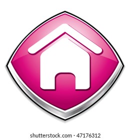 Pink home diamond icon. Vector illustration.