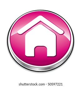 Pink home icon. Vector illustration.