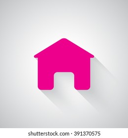 Pink Home web icon on light grey background