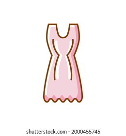 Pink homemade dress flat icon. Comfortable homewear. Woman domestic nightshirt. Color filled symbol. Isolated vector stock illustration