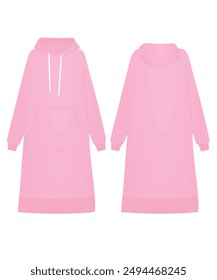 Pink  hoodie dress. vector illustration