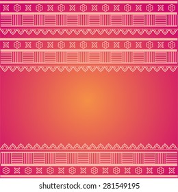 Pink horizontal banner with space for text with oriental henna pattern banners
