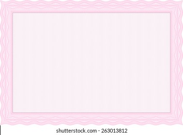 Pink horizontal certificate or diploma template