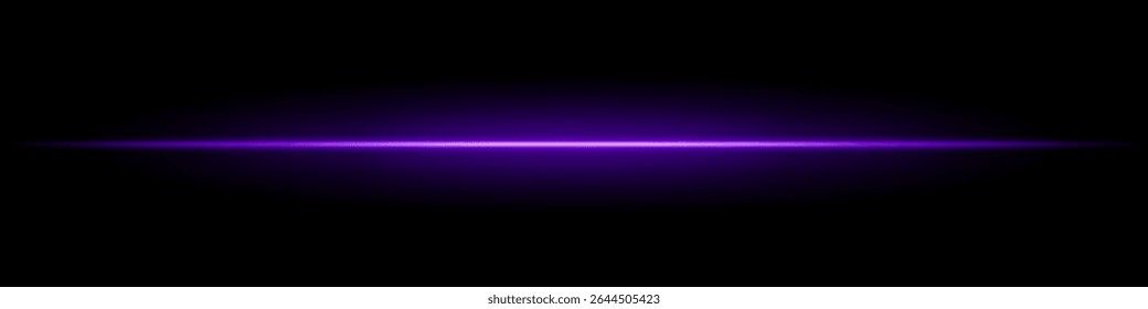 Feixe de luz horizontal rosa. Linha laser brilhante afiada com fade radiante em ambos os lados sobre fundo escuro. Ótimo para ficção científica, visuais de energia, efeitos leves ou transições futurísticas.