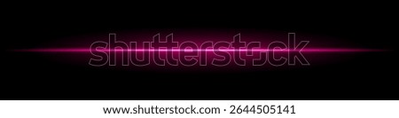 Pink horizontal light beam. Sharp glowing laser line with radiant fade on both sides over dark background. Great for sci-fi, energy visuals, light effects, or futuristic transitions.