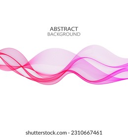 Pink horizontal wave lines on white background, design element