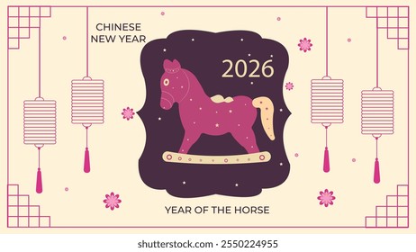 Pink Horse design 2026 , Chinese New year 2026, 2026, happy new year