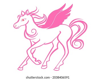 Pink horse, pony. Element for design of cards, toys, clothes and other products for children. Vector illustration.