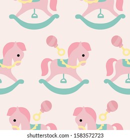 pink horse toy in a seamless pattern design, perfect to use on the web or in print