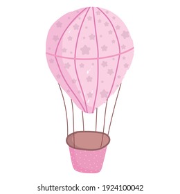 pink hot air balloon adventure vector illustration isolated white background
