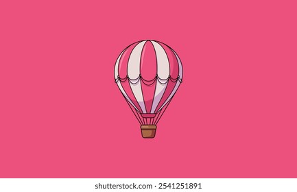 Pink hot air balloon floating gracefully.