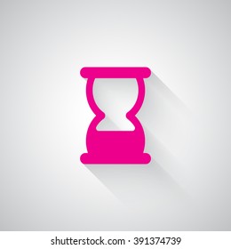 Pink Hourglass web icon on light grey background