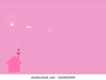 Pink house in the pink background