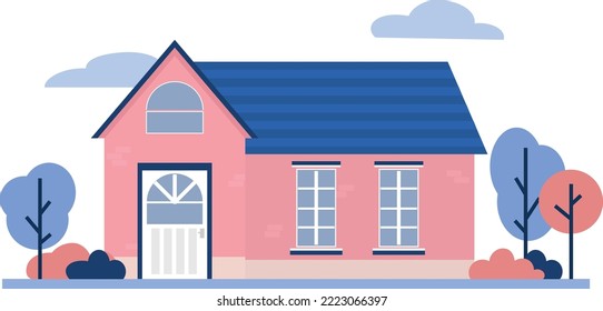  Сute pink house and garden