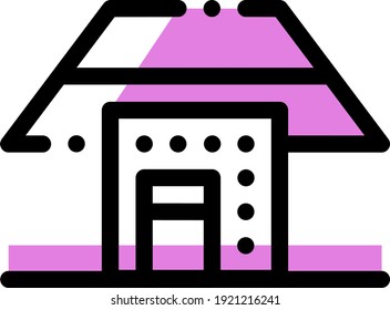 Pink house, illustration, vector on white background.