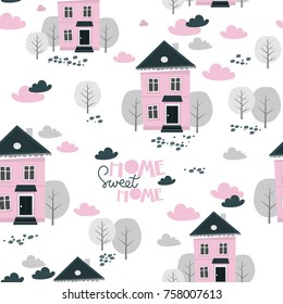 Pink House pattern. Home sweet home.