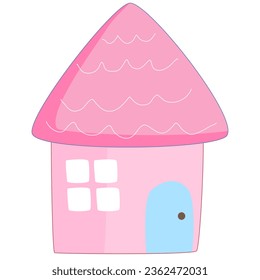 pink house with a roof on a white background