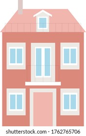 pink house two floors with pink roof