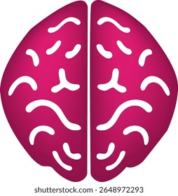 Pink Human Brain Icon - Mental Health and AI Concept