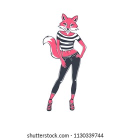 Pink Human Fox Lady character