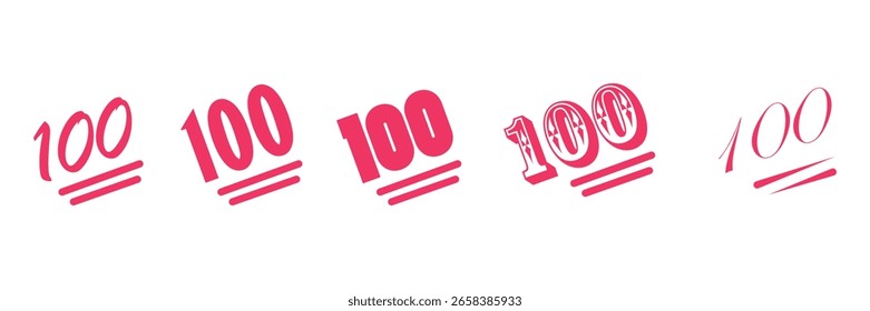Icono de cien puntos rosa con Ilustración vectorial de estilo diferente.