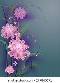 pink hydrangea for design T-shirts, greeting cards, brochures, banners, wedding invitations