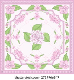 Rosa Hydrangea Gitter Quadratisches Schraffurmuster