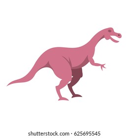 Pink hypsilophodon dinosaur icon flat isolated on white background vector illustration